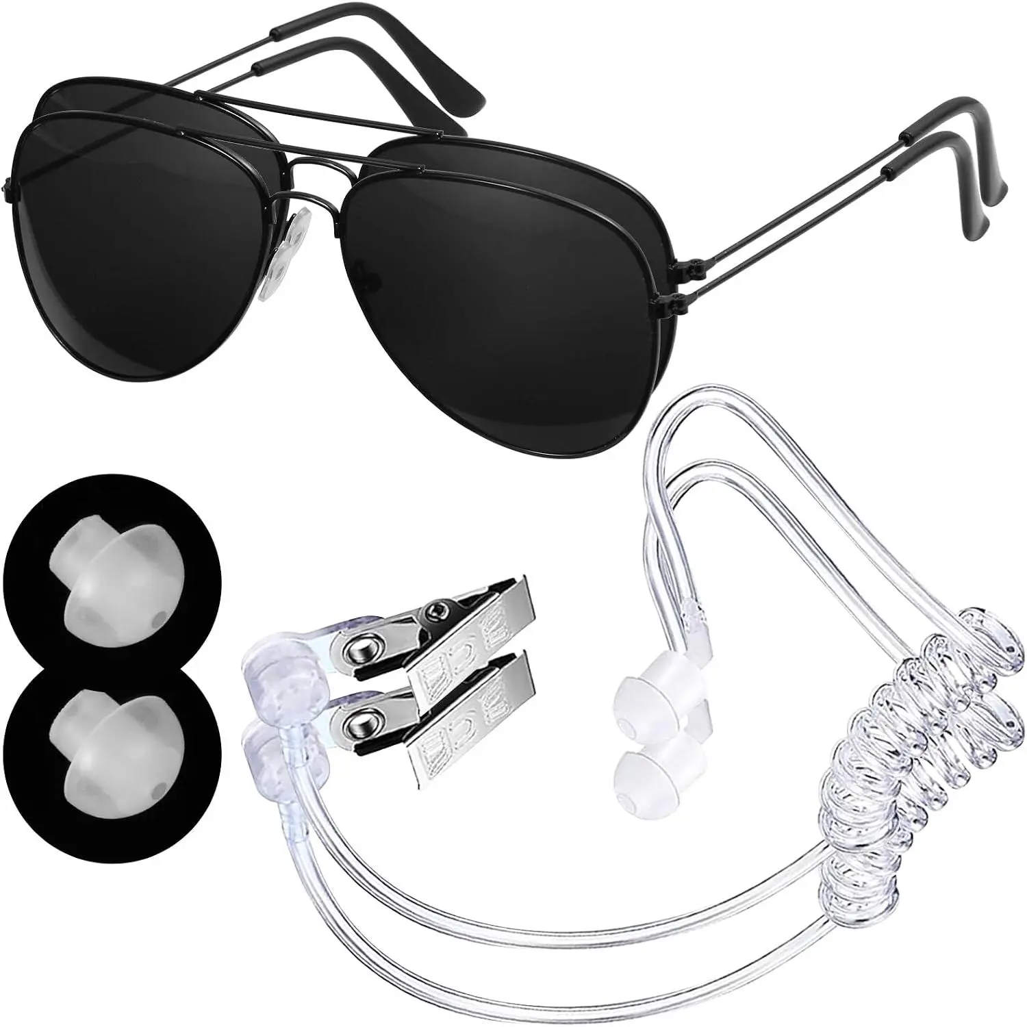 Men in Costume Black-Costume Accessories - -Service and Spy FBI Costumes,  Ear  and Sunglasses