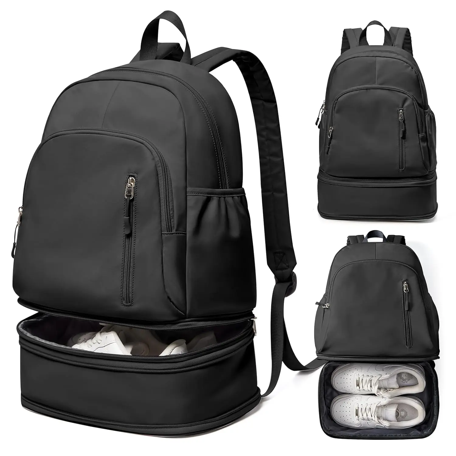 Gym Backpack for Women Men,Cheer bag,Lightweight Gym Bag with Shoe Compartment, Waterproof Sports Backpack with Wet Pocket, Black