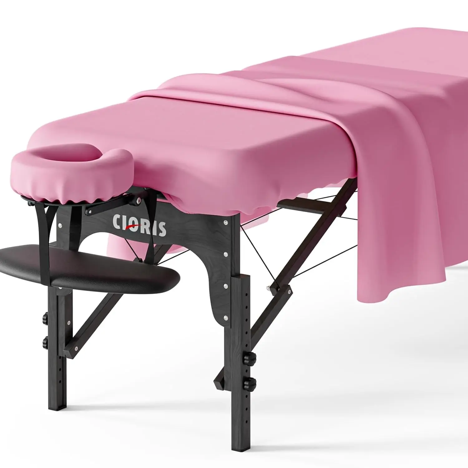Universal 3-Piece Professional Massage Table Sheet Set Premium Soft Light Stain Microfiber Includes Massage Table Cover, Fitted Sheet and Face Rest Cover - Pink