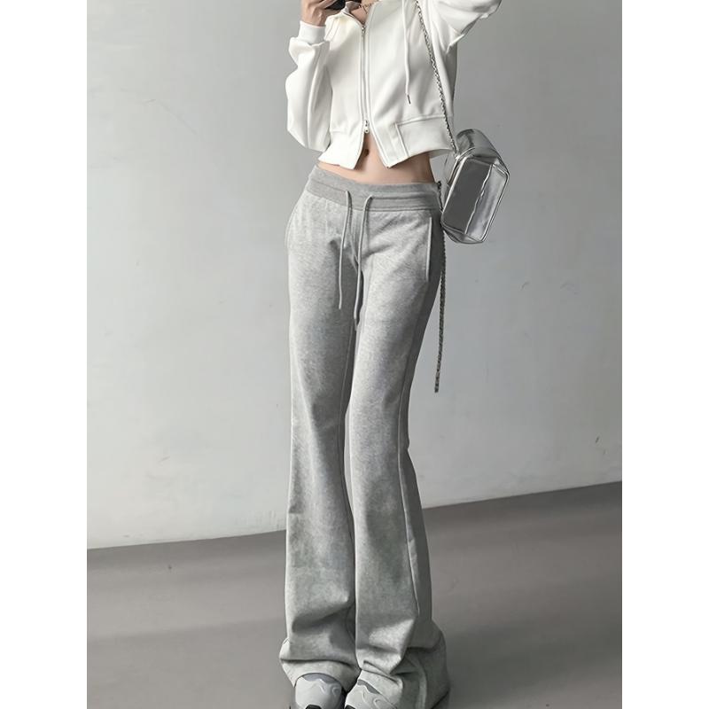 Drawstring Flare Leg Pants, Casual Forbidden Pants For Spring & Summer, Women's Clothing