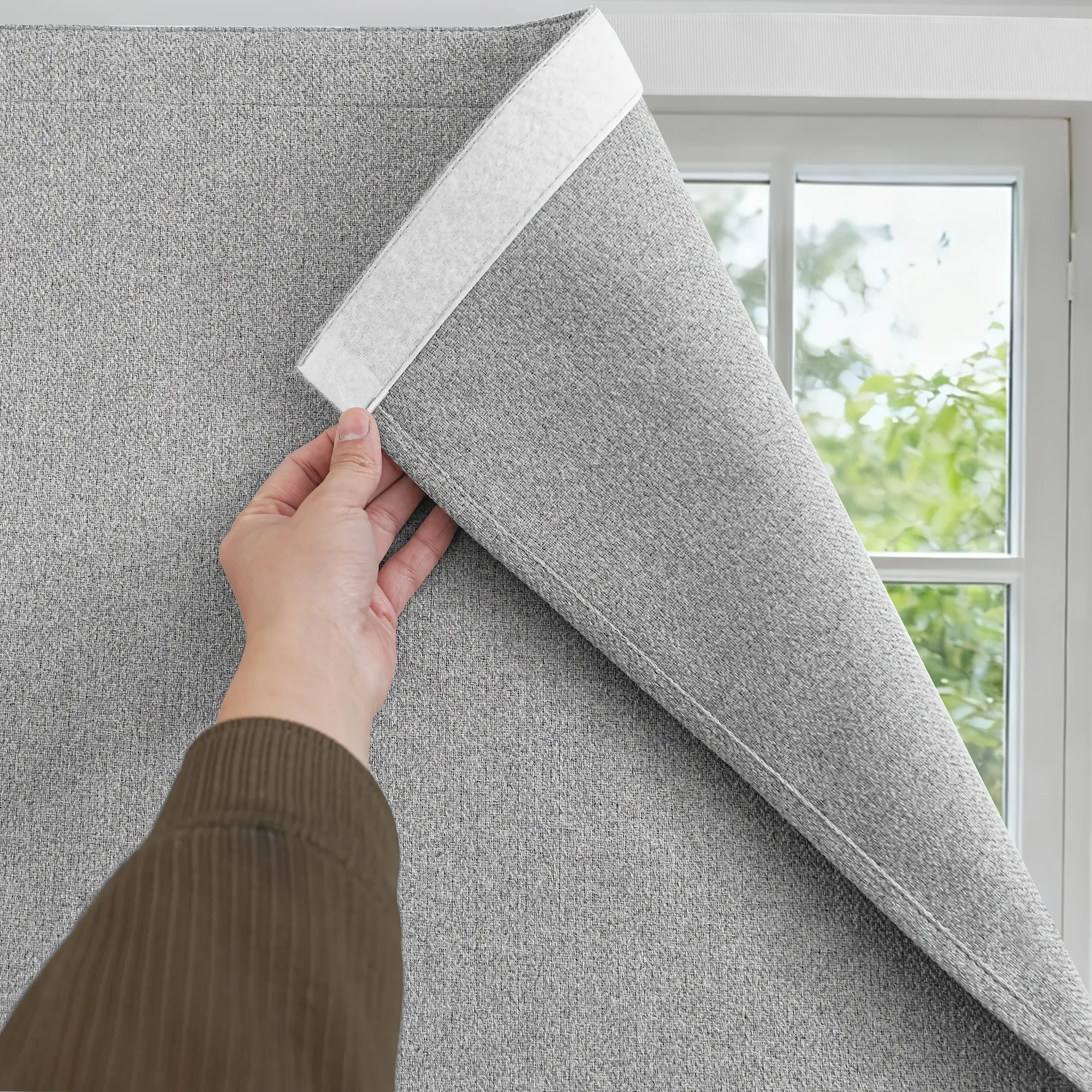 Single Piece Non Perforated Blackout Curtains Are Suitable for Bedrooms, Living Rooms, Thermal Insulation Curtains with Protective Functions, Blackout Curtains with Rubber Strips, Hanging Curtains, Window Drapes, No Installation Required