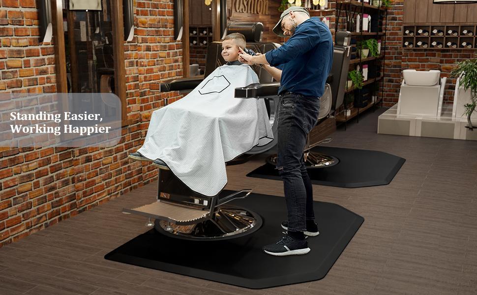 OmySalon Salon Mat for Hair Stylist 4’x5’ Anti Fatigue Barber Floor Mat with Round Base, Salon Chair Mat for Hairdresser Standing, Barbershop Beauty Spa Styling Shampoo Equipment