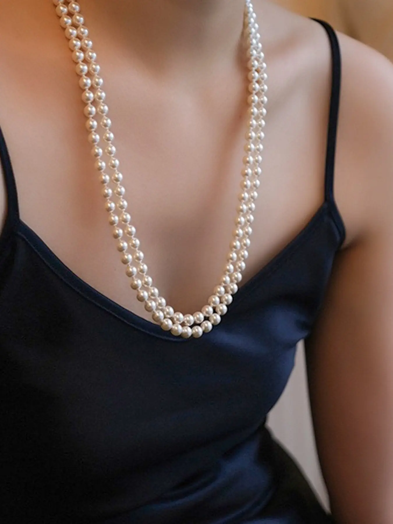 Elegant Long Pearl Necklace for Women, Costume Jewelry Necklace, Bohemian Style Artificial Pearls, Perfect for Weddings, Parties, Valentine's Day Gifts