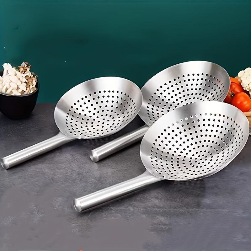 Stainless Steel Skimmer Scoop - Multipurpose Kitchen Strainer for Deep Frying, Oil Skimming, and Lo Mein Cooking - Durable Chef'S Tool for Home and Commercial Use