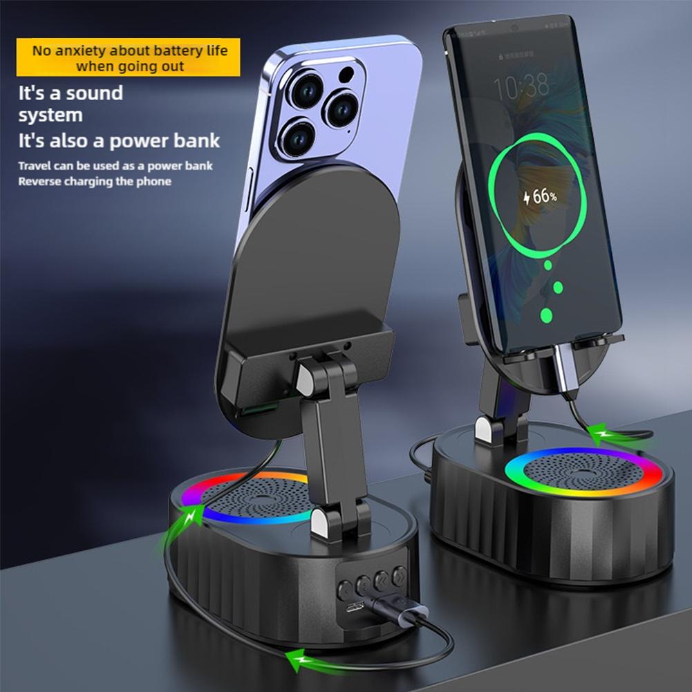 New Cell Phone Holder Stand With Bluetooth Speaker Adjustable Desktop Live Lazy Tablet Bracket Support Portable Wireless Speaker