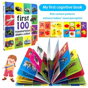 English 100 Words Cognitive Development Book, Thickened Odorless Multi-Theme Step-By-Step Learning, Language Training Gift for Early Education