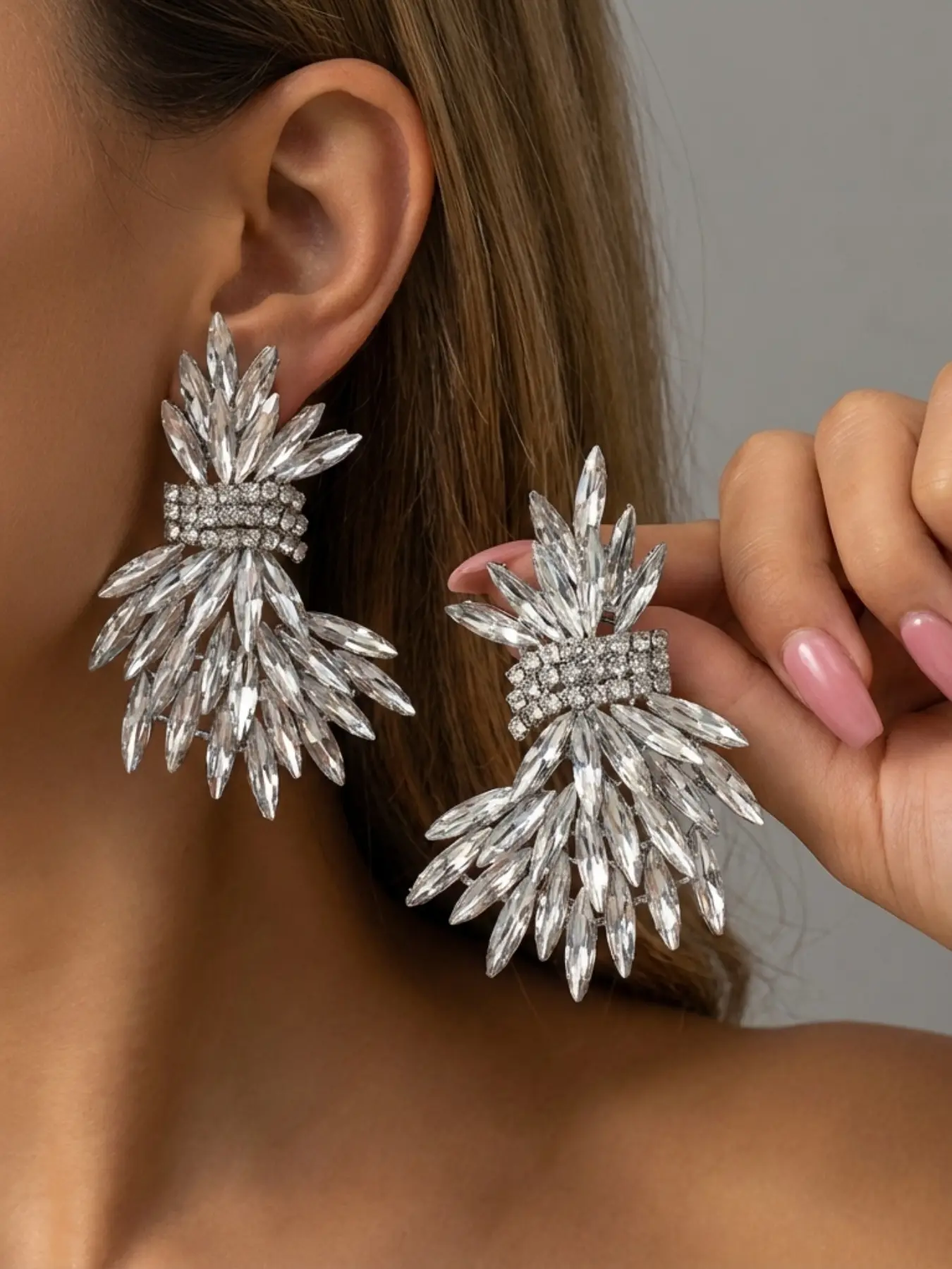 Elegant Crystal Leaf Earrings Set, Luxurious Wedding Jewelry for Women, Perfect Gift for Valentine's Day & Evening Events