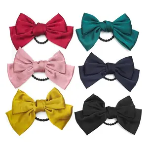 1/6 Pcs Women's Hair Scrunchies Bow Solid Color Simple Sweet Kawaii Versatile Hair Ties High Elasticity Hair Accessories Girl
