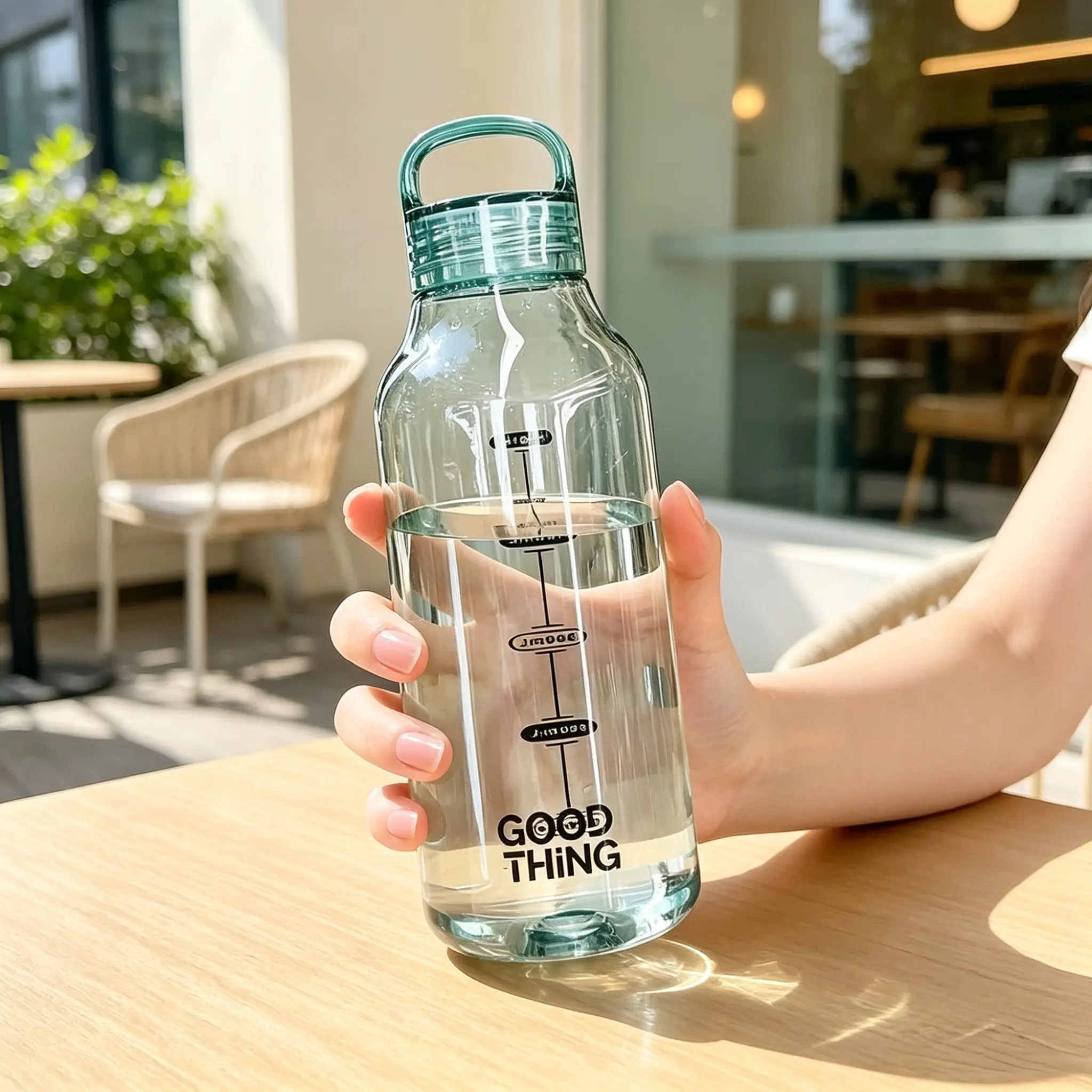 High-Profile Transparent Blue Sports Water Cup, Large Capacity Measuring Cup, Portable Handle Plastic Cup, Leak-Proof Design, leakproof water bottle, Ideal for Travel & Fitness, Traveler Water Bottle
