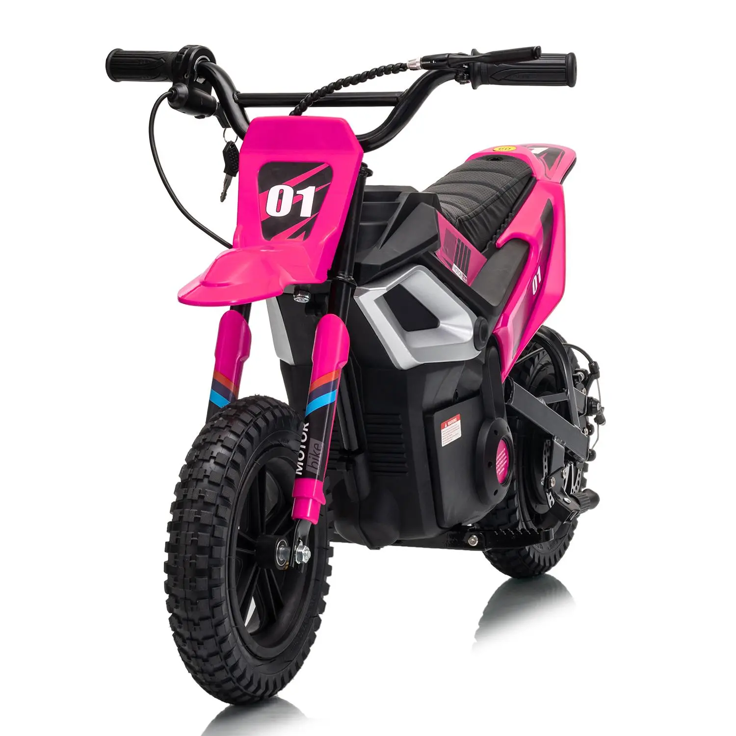 Teen's 24V 350W Electric Dirt Bike, 13.67 MPH Ride-on Motorcycle with Electric Hydraulic Brakes, Spring Suspension, Twist Throttle, Leather Seat