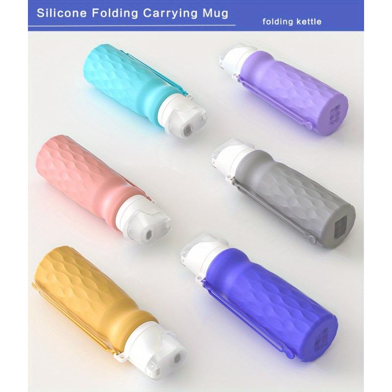 Shock-Resistant Foldable Water Bottle - Made from Food-Grade Silicone, Double Lock Leak-Proof for Gym And Hiking | Fits in Cup Holders & Complies with Airport Security