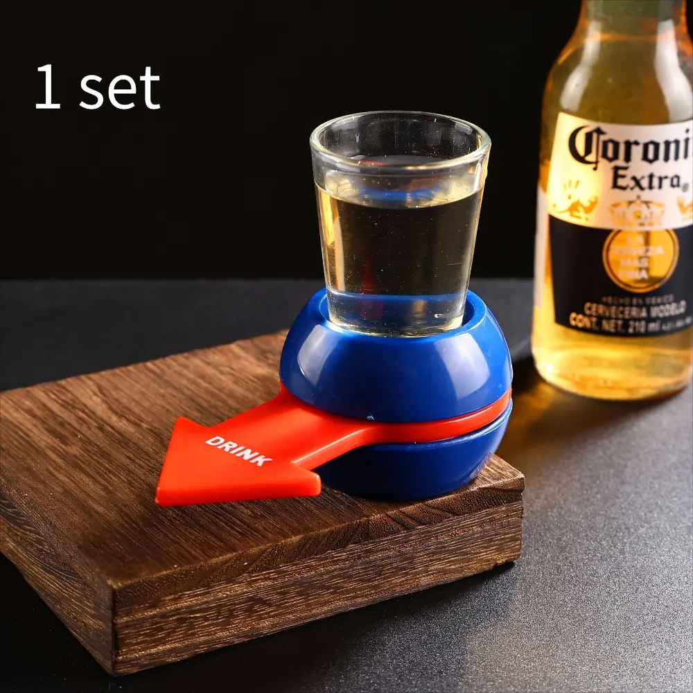 Fun, colorful "Spin-the-Arrow" drinking game—simple to use, lightweight, and portable. The penalty pointer indicates who must take a drink. Featuring an exquisite, compact, and novel design, it is the perfect prop for parties and social gatherings.