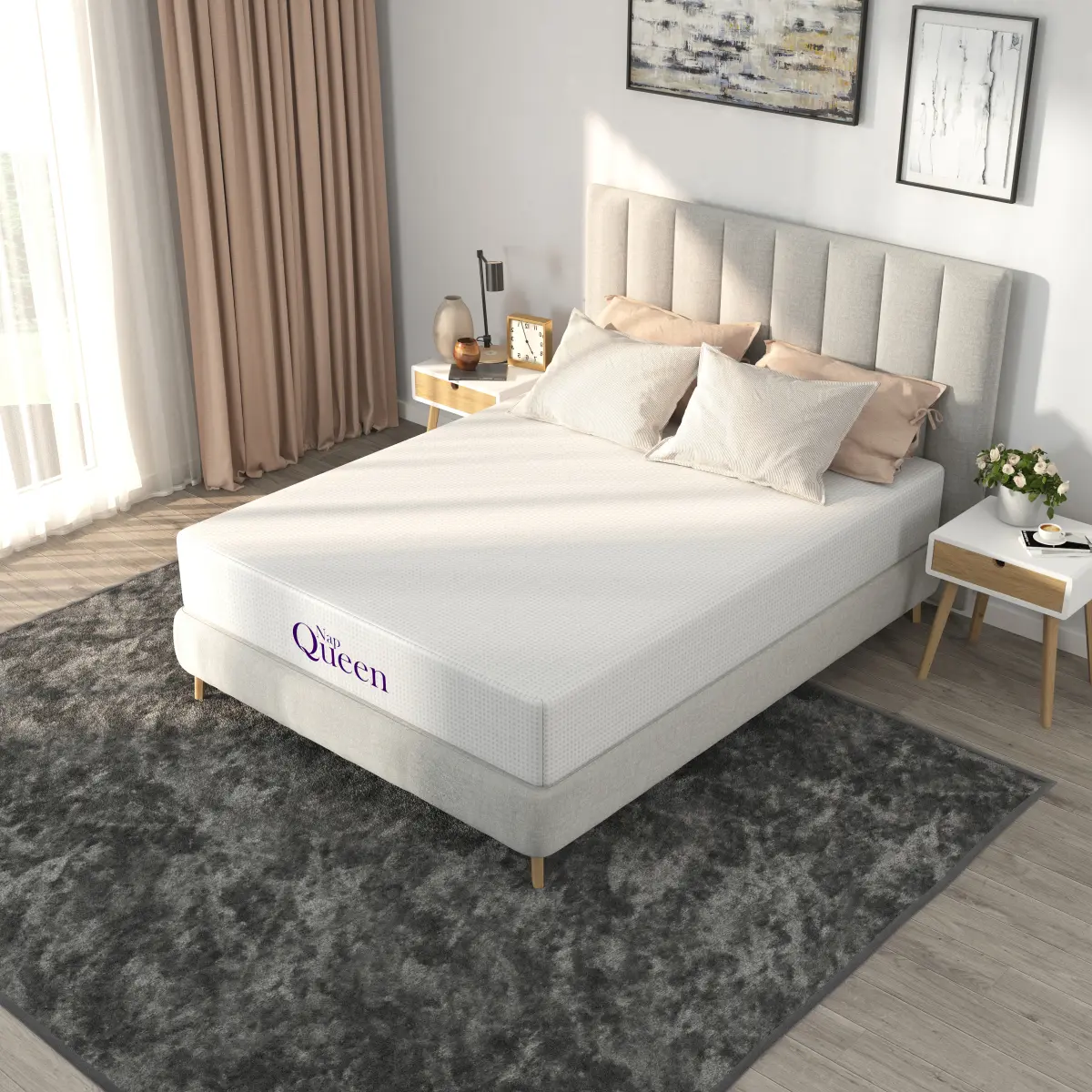 NapQueen Twin Size Single Memory Foam Mattress - 39.00x75.00x6.00 Inches, High Density, Charcoal Infused, 100% Mesh Fabric Cover, Breathable, Cooling Bedding Sleep Support for Adults