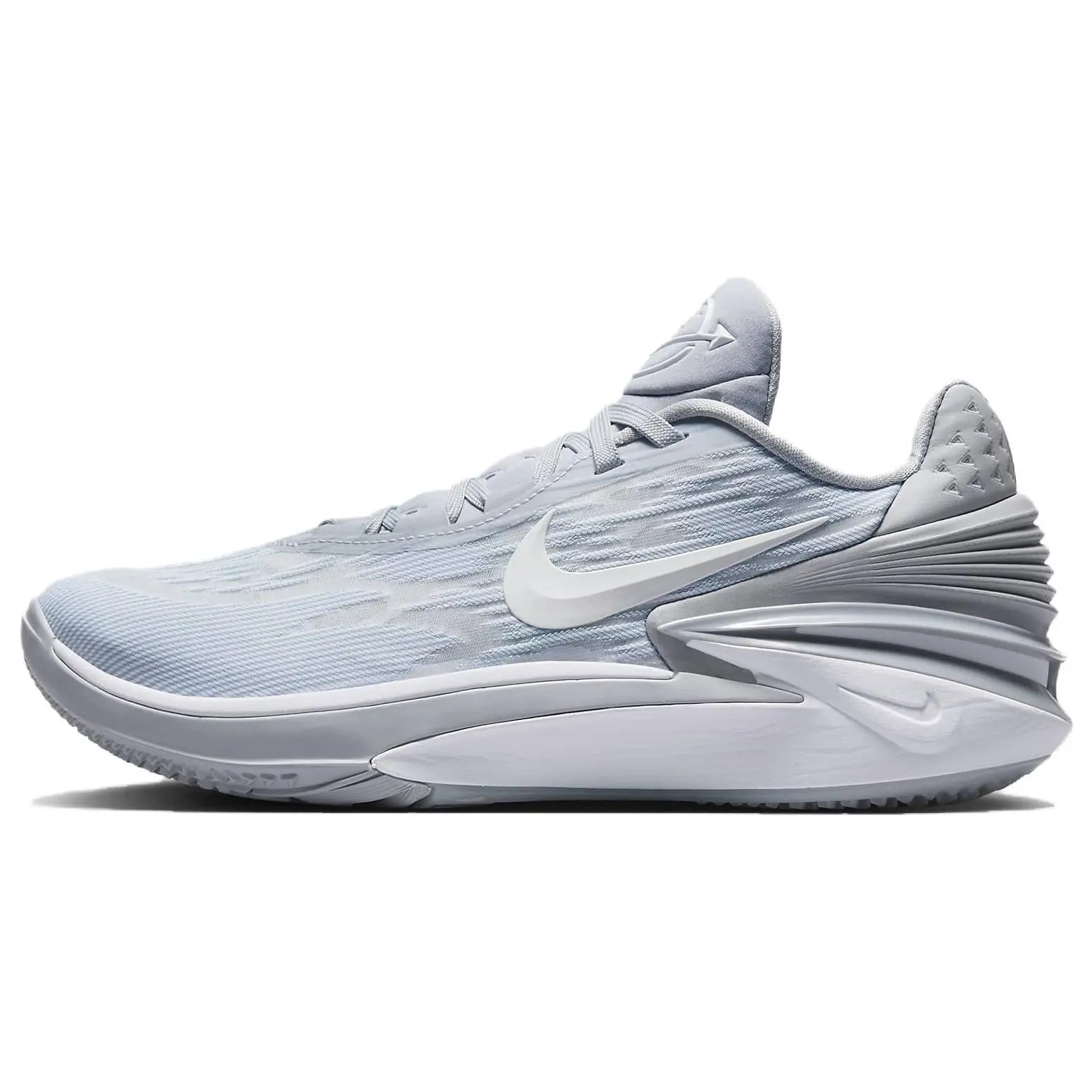Nike Air Zoom G.T. Cut 2 Low-Top Basketball Shoes for Men and Women – Rounded Toe, Lace-Up Design, Gray and White Verifiable, with credentials and supporting global authentication