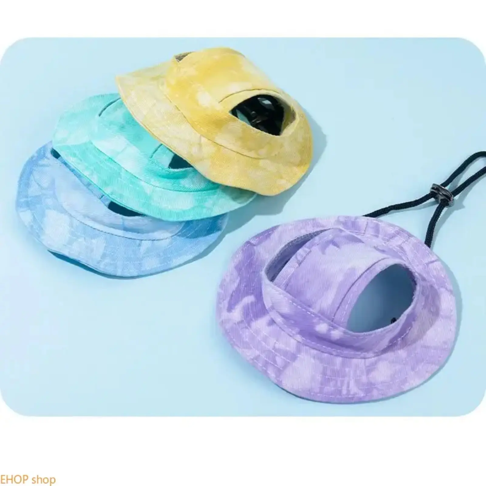Pet Sunshade Bucket Hat (2-Pack, Polyester) - Unisex for Dogs, Anti-Choke Adjustable Strap Buckle, Ear-Safe Soft Fabric, Outdoor Sun Protection Daily Accessory