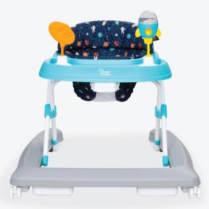 Activity Walker and Entertainer with Removeable Toys, Large Tray, Cup Holder, Adjustable Height and Flat Fold Frame for Storage, Ages 6 Months +, Orbits Rose