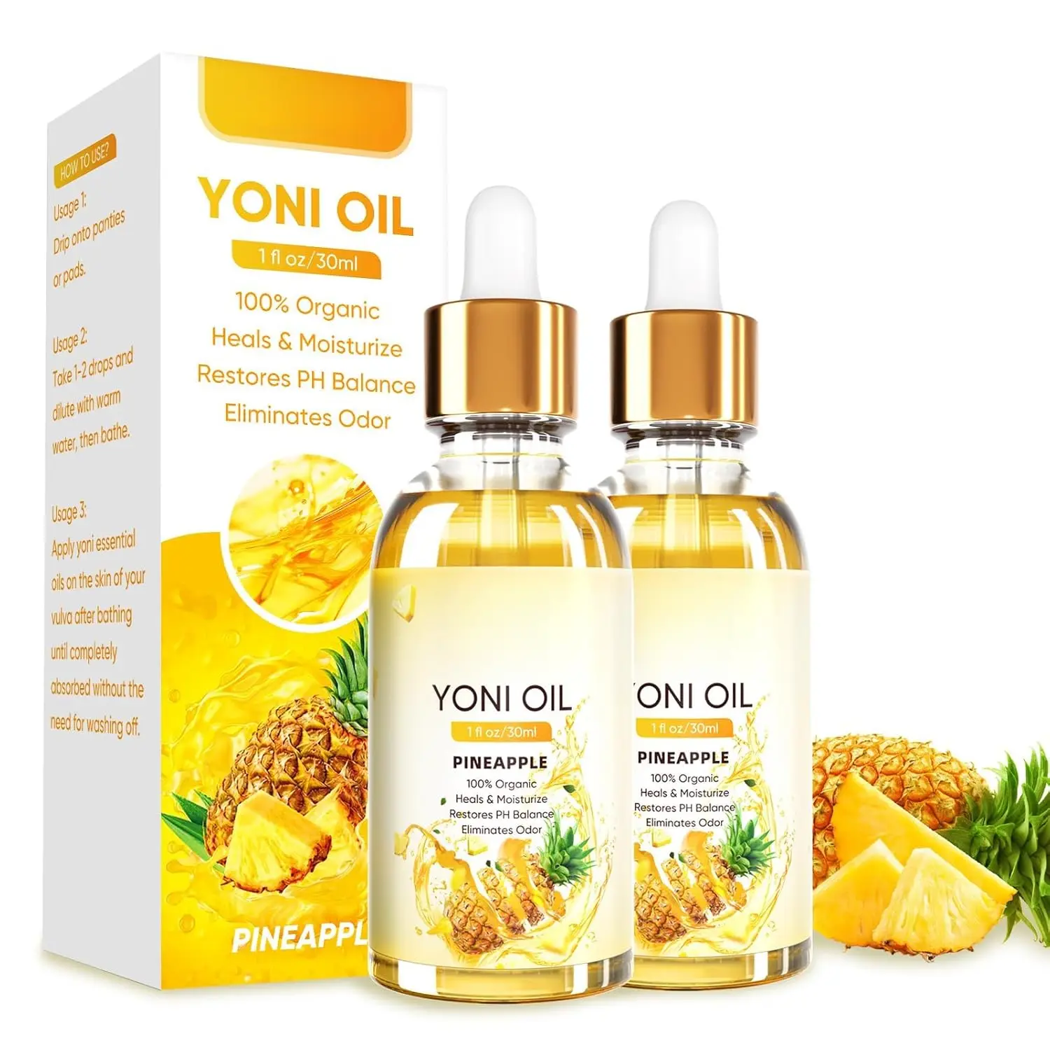 2-Pack Fruity Floral Body Oil - Pineapple, Strawberry, Grape Scents, Herbal Lightweight Gentle Formula, Natural pH-Balancing Plant-Infused Plant Oils, Daily Calming Skin Hydration, Post-Bath Application, Smooth Body Care