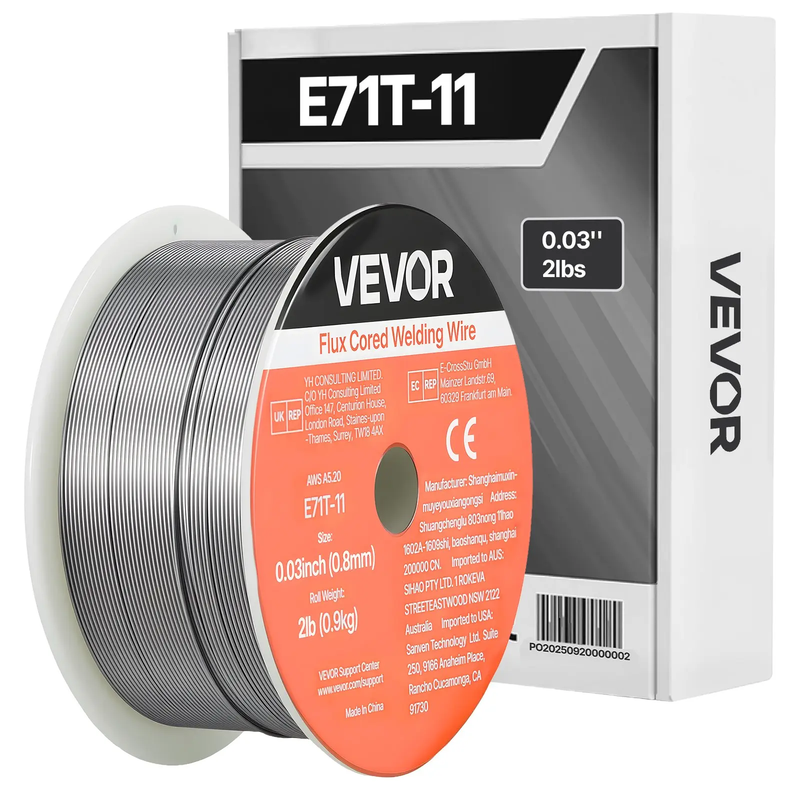 VEVOR Flux Core MIG Welding Wire, E71T-11, E71T-GS and E308LFC-O, 0.03 inch or 0.035 inch, 1 lb, 2 lb or 10 lb Spools, 1, 2 or 3 Rolls, Gasless Self-Shielded Welding Wire for MIG Welding