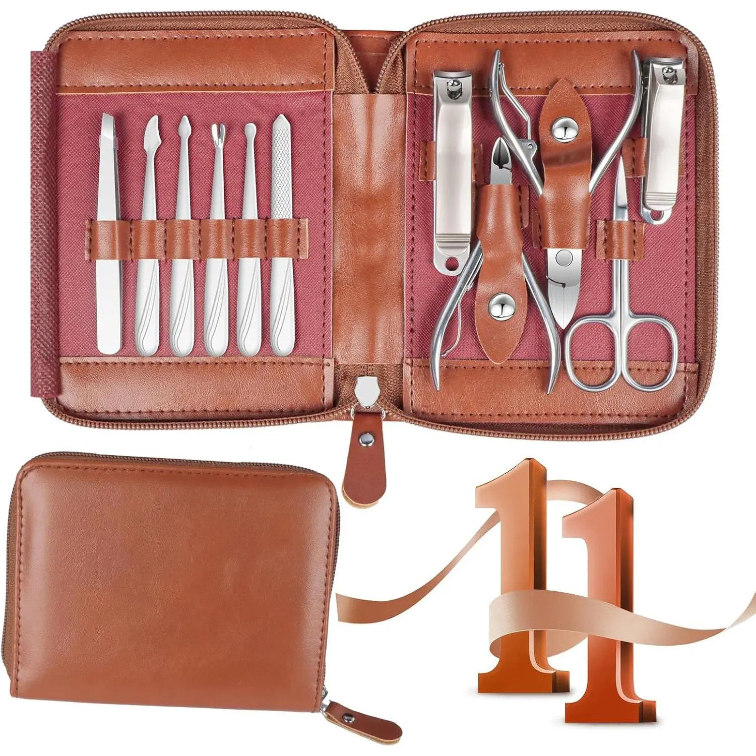 Men's 11-in-1 Stainless Steel Nail Clipper Set, Women's Manicure Set, Nail Care Set, Nail Scissors Set, Personal Care Tools