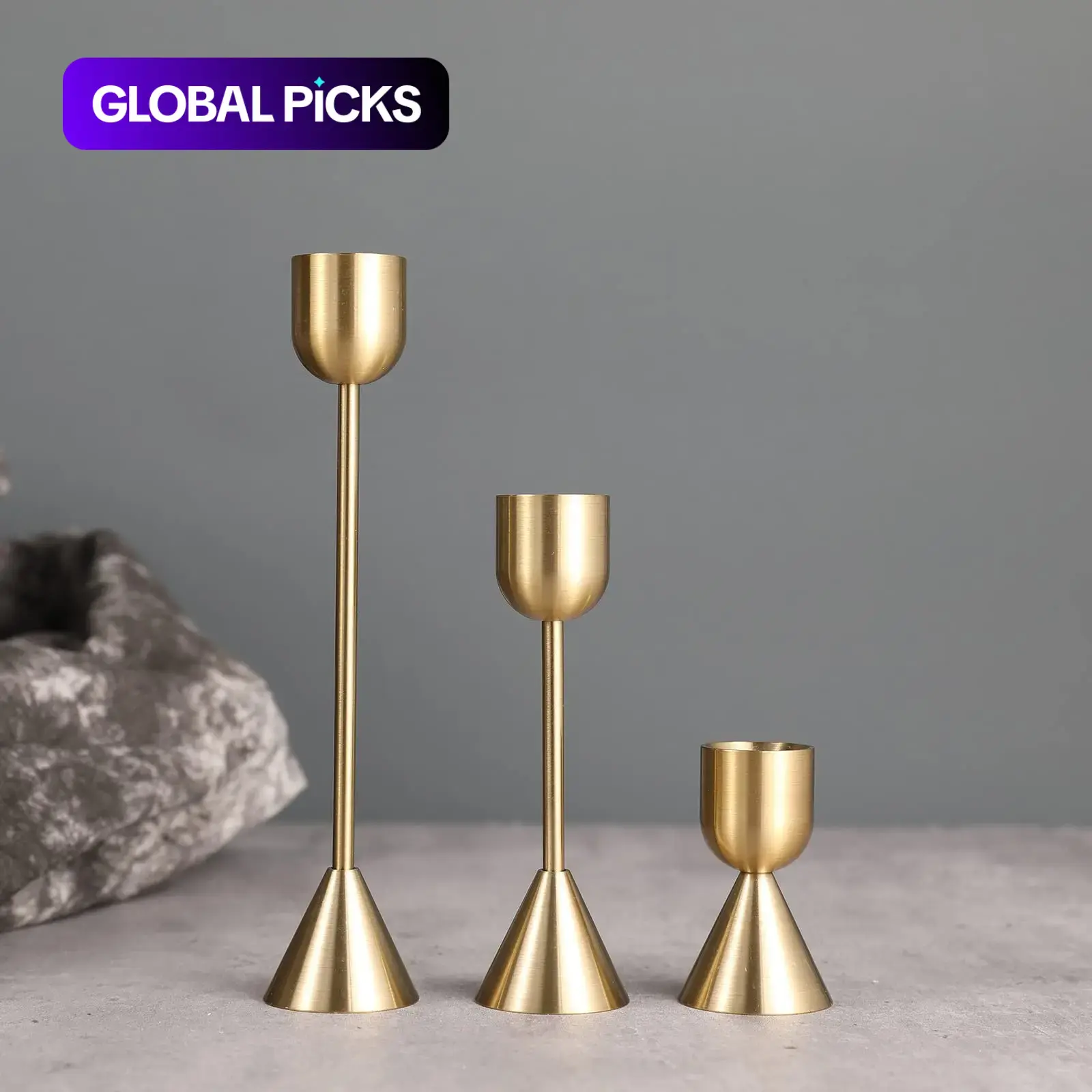 Conical Base Tea Light Candle Holders Set, Multi-Height Minimalist Desk Decorative Candle Stands, Modern Luxury Decor for Weddings, Bedrooms, Restaurants, Parties #GLOBAL PICKS