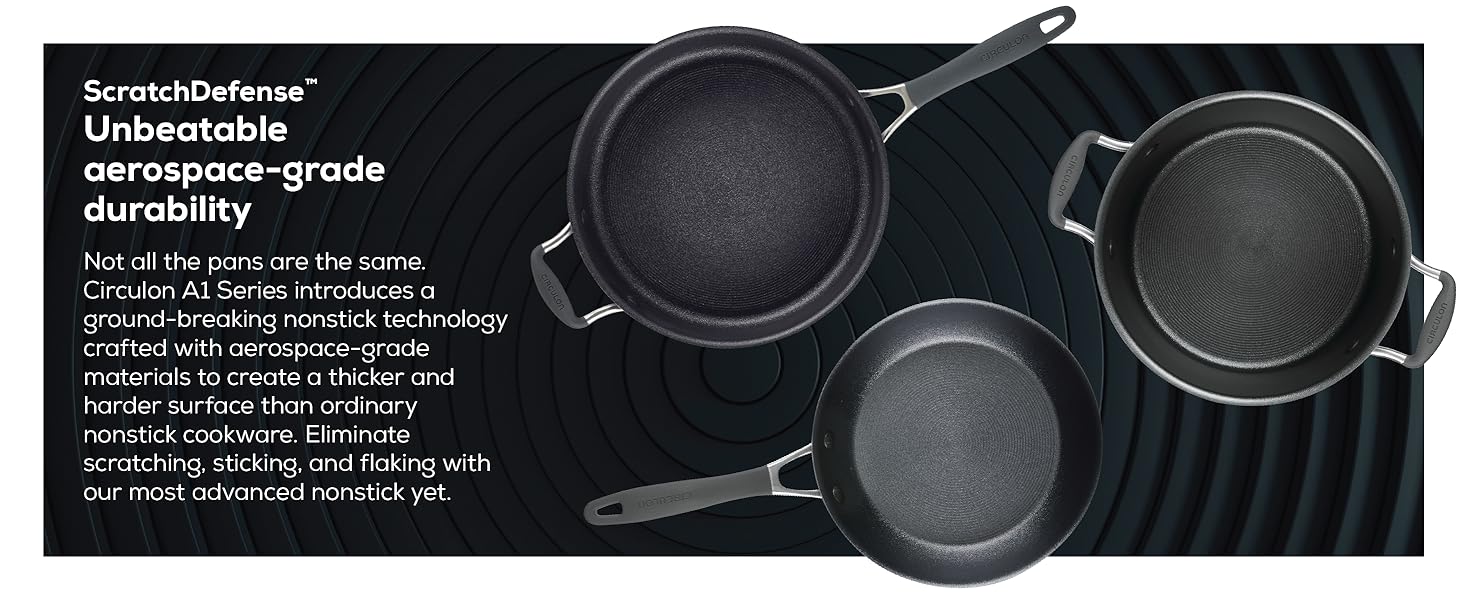 Circulon A1 Series with ScratchDefense Technology Nonstick Induction Cookware/Pots and Pans Set, 9 Piece, Graphite Circulon A1 Series with ScratchDefense Technology Nonstick Induction Cookware/Pots and Pans Set, 9 Piece, Graphite