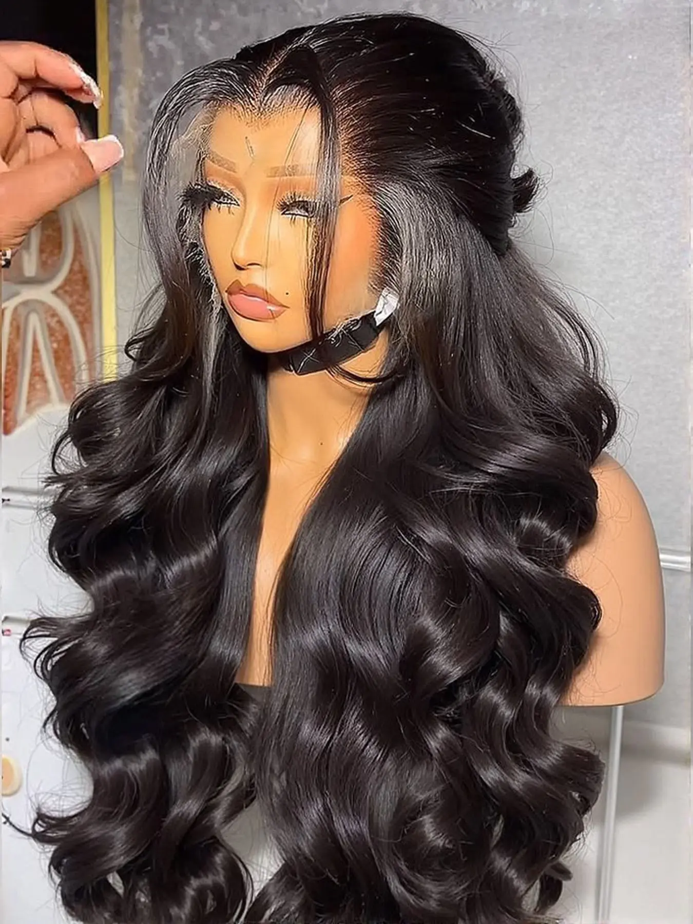 30 Inch 200% Density Glueless Body Wave Wig Synthetic Lace Front Wigs 13x6 HD Transparent Lace Frontal Wigs Heat-Resistant Hair Pre Plucked Hairline Natural Look Daily and Party Use
