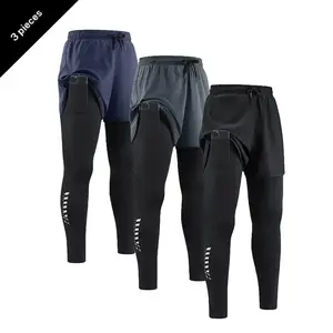 Men’s 2‑in‑1 quick‑dry breathable elastic running pants with an elastic waistband, built‑in phone pocket and towel loop, breathable comfort quick‑dry fabric for all seasons—perfect for outdoor running, gym workouts, and outdoor activities. These trousers