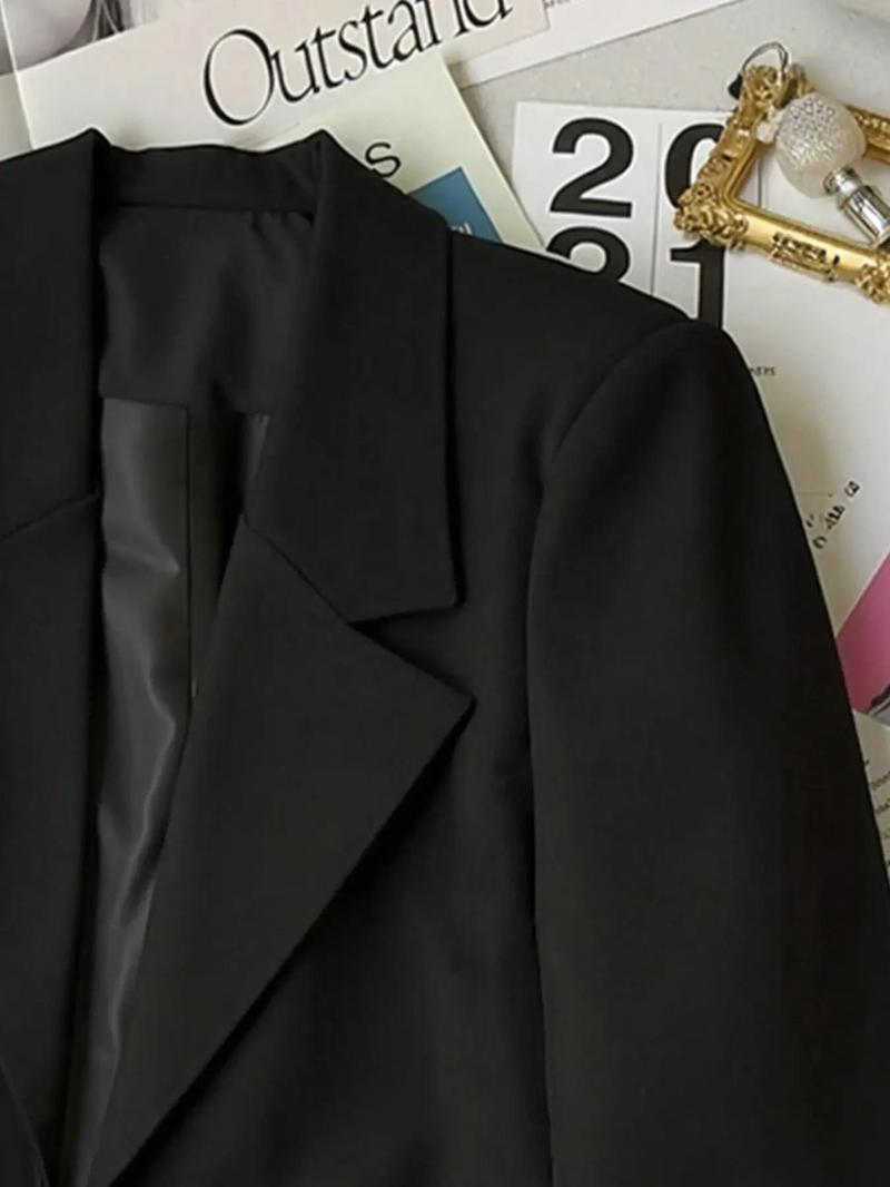 Valentine's Day Women's Solid Color Lapel Collar Blazer, Casual Fashion Long Sleeve Outerwear for Work Office Business, Ladies Clothes for Fall & Winter