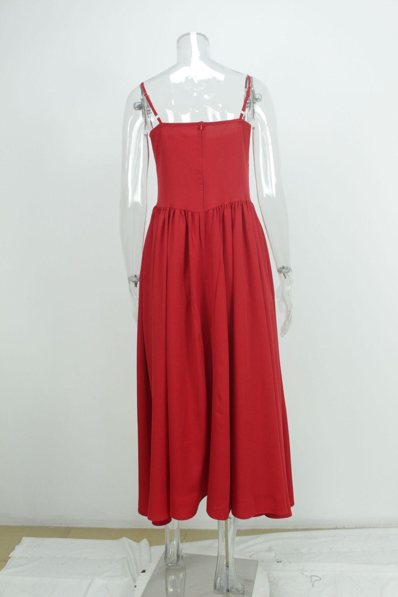 2026 beautiful women's clothing, new spring models, French retro court style solid color suspender dress