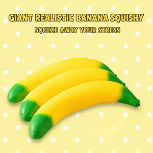Hot-selling extra large flour banana kneading simulation fruit kneading music vent ball children's decompression toy