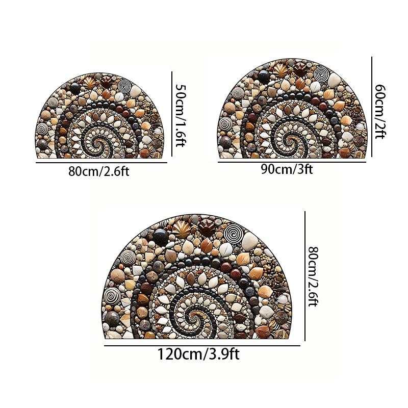 Colorful Pebble Print Welcome Mat, Soft Washable Half Round Indoor Outdoor Door Mat, Perfect for Home Entryway Decoration, Home Decorative Rug