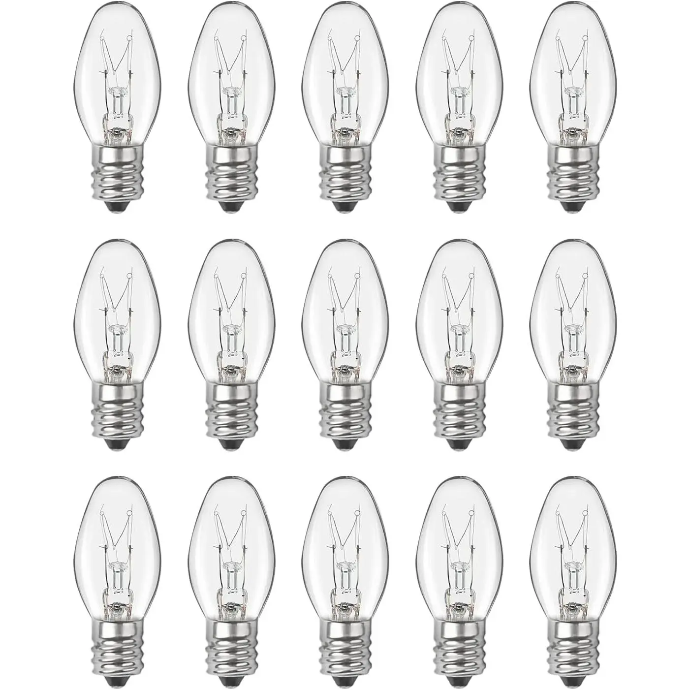 Night Light Bulb Warm White Replacement Bulbs - E12 Light Bulbs - 7Watt Incandescent Bulbs - 15 Packs, Warm White Glow - Dimmable (Night Light Bulbs 7 Watt)