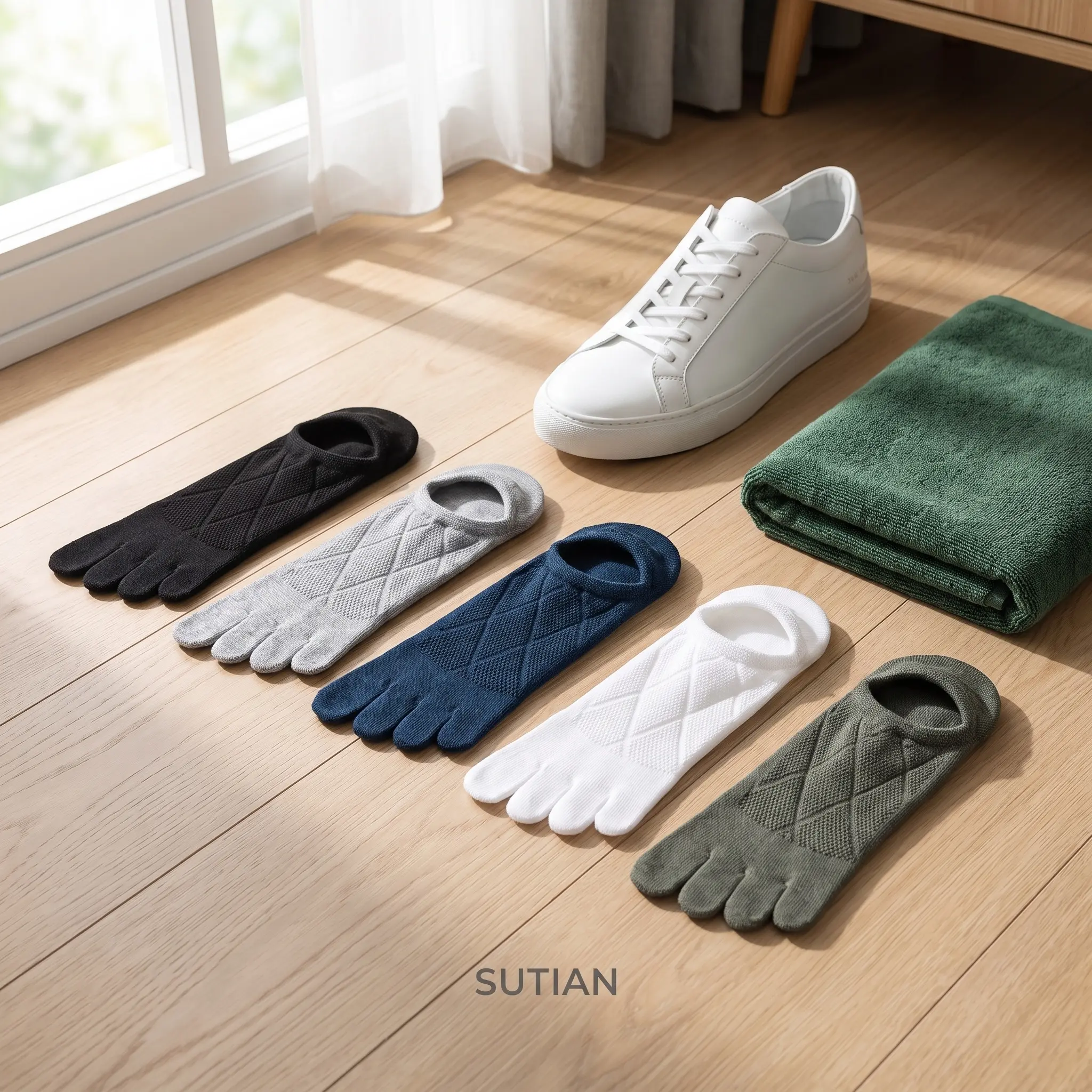 Breathable Five Toe Socks For Men Thin Cotton Moisture Wicking Invisible Low Cut Ankle Socks Spring Summer Casual Wear Split Toe Design