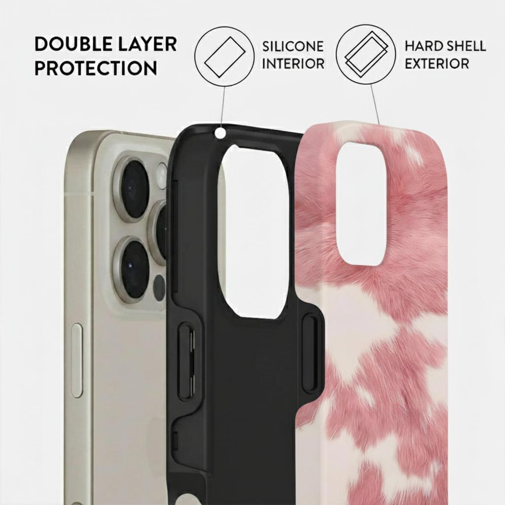 Brown & White Cowhide Phone Case -Western Cow Print iPhone17Pro max 16 .15,14,13,12  Case,Shockproof and anti-drop phone case, smart protective case