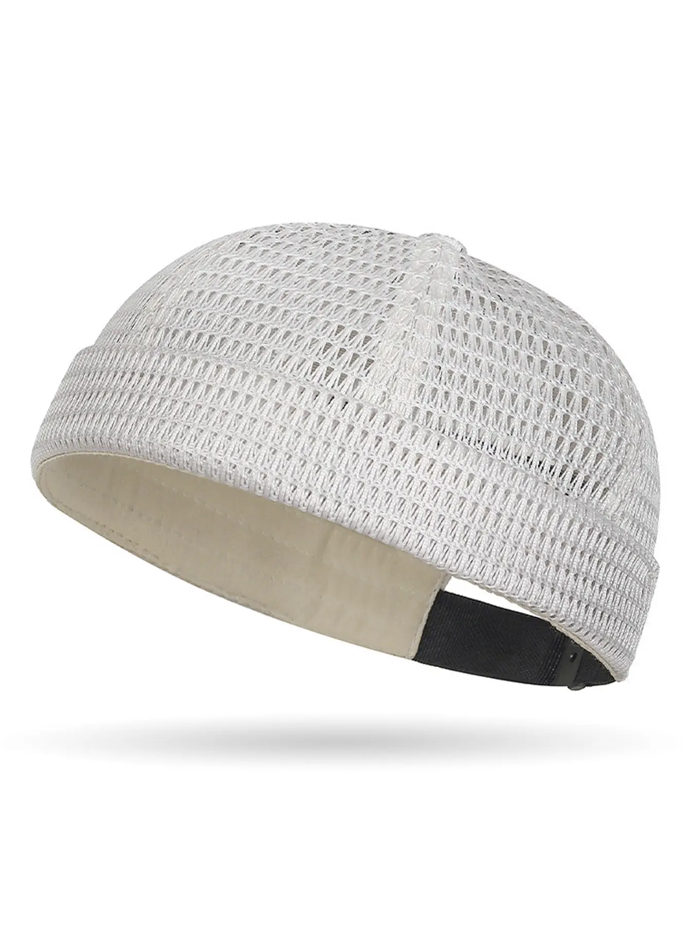 1pc Men's Casual Basic Breathable Mesh Docker Cap, Lightweight Summer Skullcap, Adjustable Hollow Knit Beanie Hat for Daily & Outdoor Adjustable Mesh Docker Hat, Quick-Dry Hollow Woven Beanie Cap, Lightweight Breathable Summer Skullcap for Men