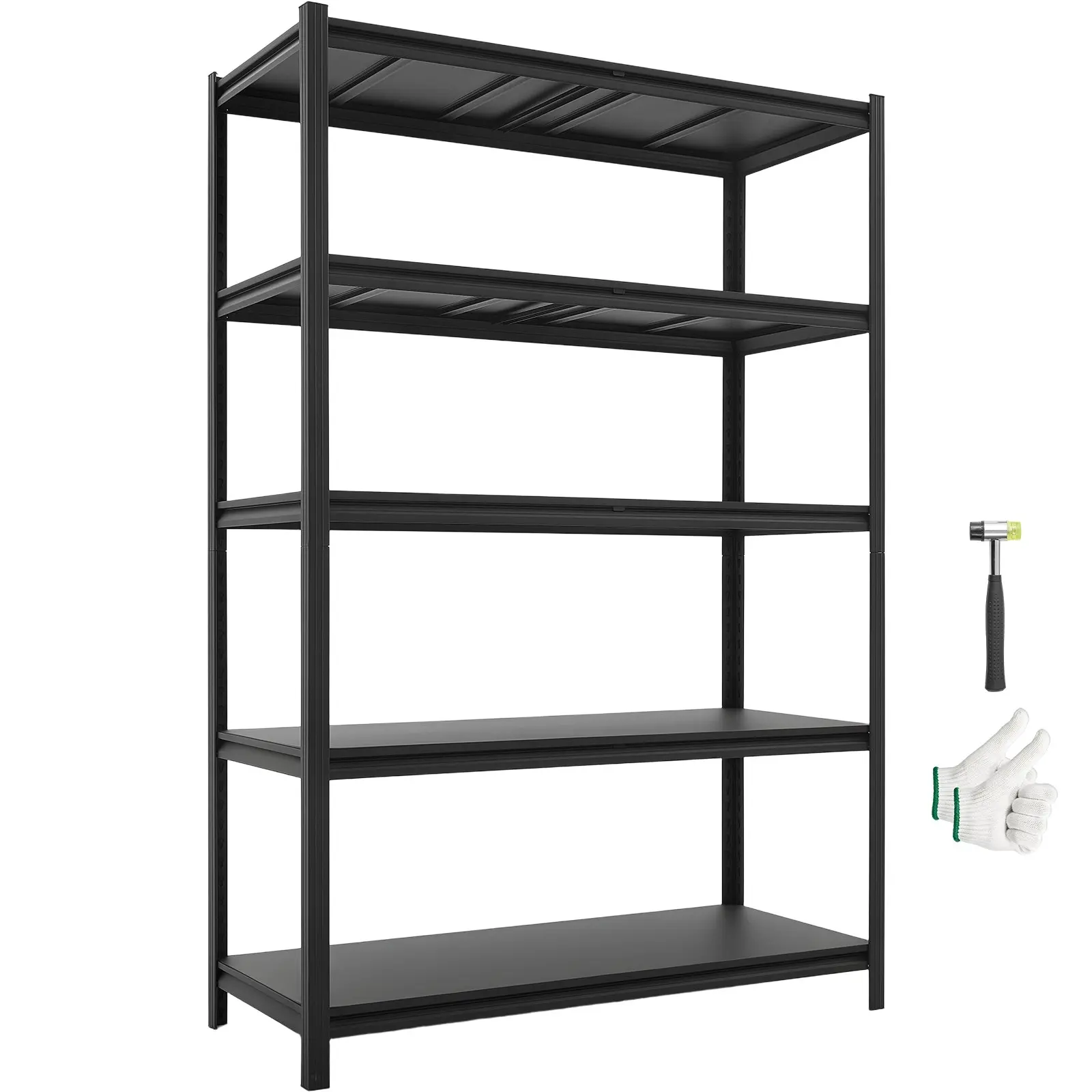 VEVOR Heavy Duty Steel Floor Standing Garage Storage Shelf, 5-Layer Adjustable Easy Snap Utility Rack, 3000 lbs Total Capacity, 48.43" W x 20.55" D x 71.38" H Expandable Rubber-Equipped Unit for Workshop, Basement
