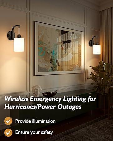 Wireless Rechargeable Wall Sconce Set of Two, 15Colors Battery Operated Wall Lights, 2 Milky Glass Wall Lamps with Remote and Dimmable Bulbs, Indoor Sconces Wall Decor for Bedroom Living Room