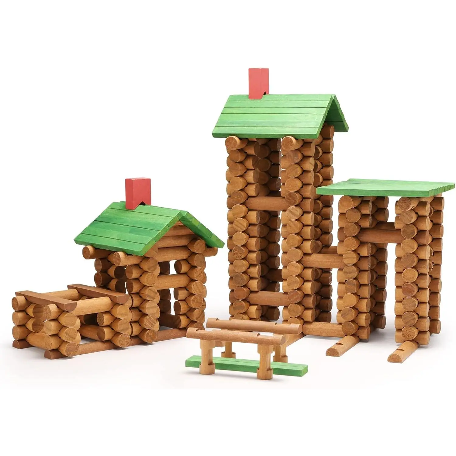 300 PCS Wooden Log Cabin Set Building House Toy for Toddlers, Classical STEM Construction Kit Compatible with Lincoln Logs for 3+ Kidsfidget toys