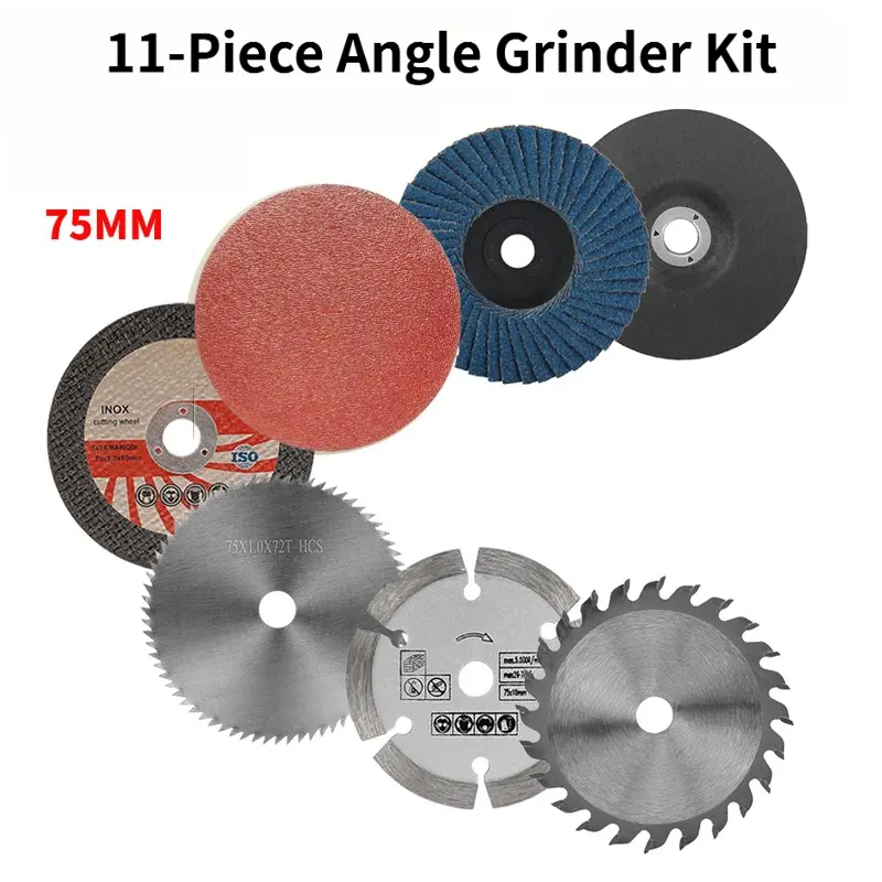 3-Inch High-Hardness Diamond Cutting Discs for Angle Grinder, Wear-Resistant Abrasive Tools for Metal/Wood Cutting & Efficient Polishing, 11 Pieces