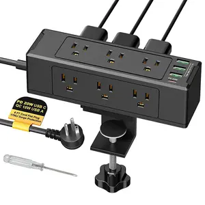 Compact Desktop Socket Clamp, Twist Fixation, No-Drilling Installation, Fast-Charging Functionality