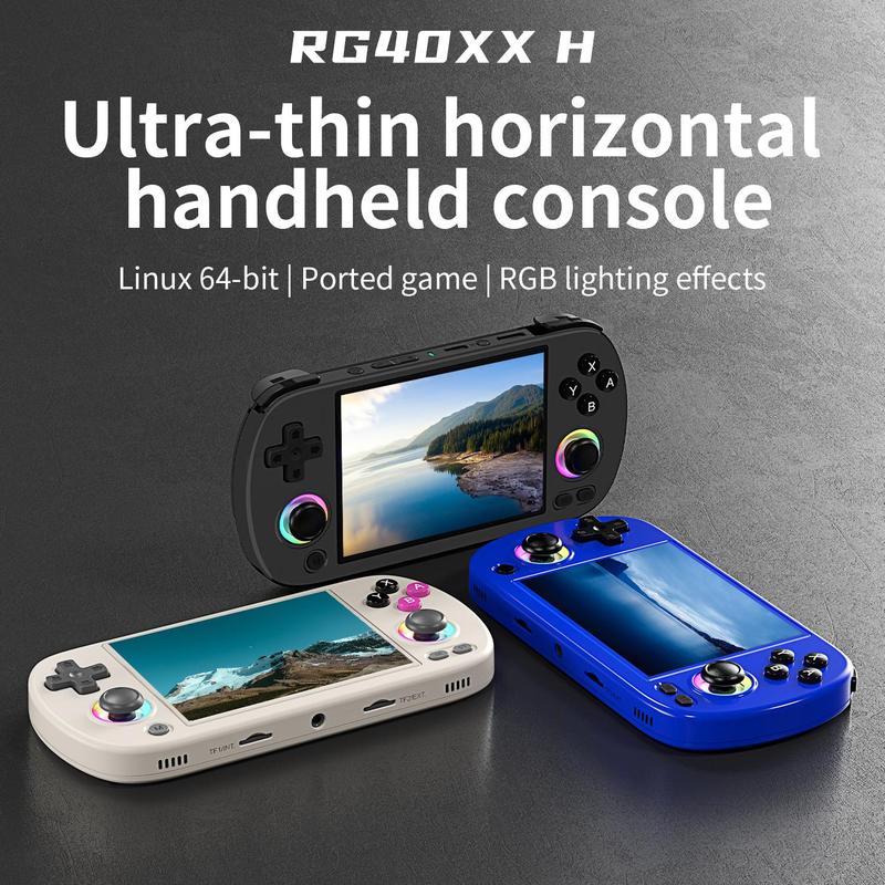 ANBERNIC RG40XX H 64GB handheld game console -4-inch IPS OCA screen, Linux 64 bit, 1.5GHz quad core CPU, 5G WiFi/Bluetooth 4.2, HDMI TV output, 5000+pre installed retro games, 3200mAh 6H battery, RGB lights and vibration