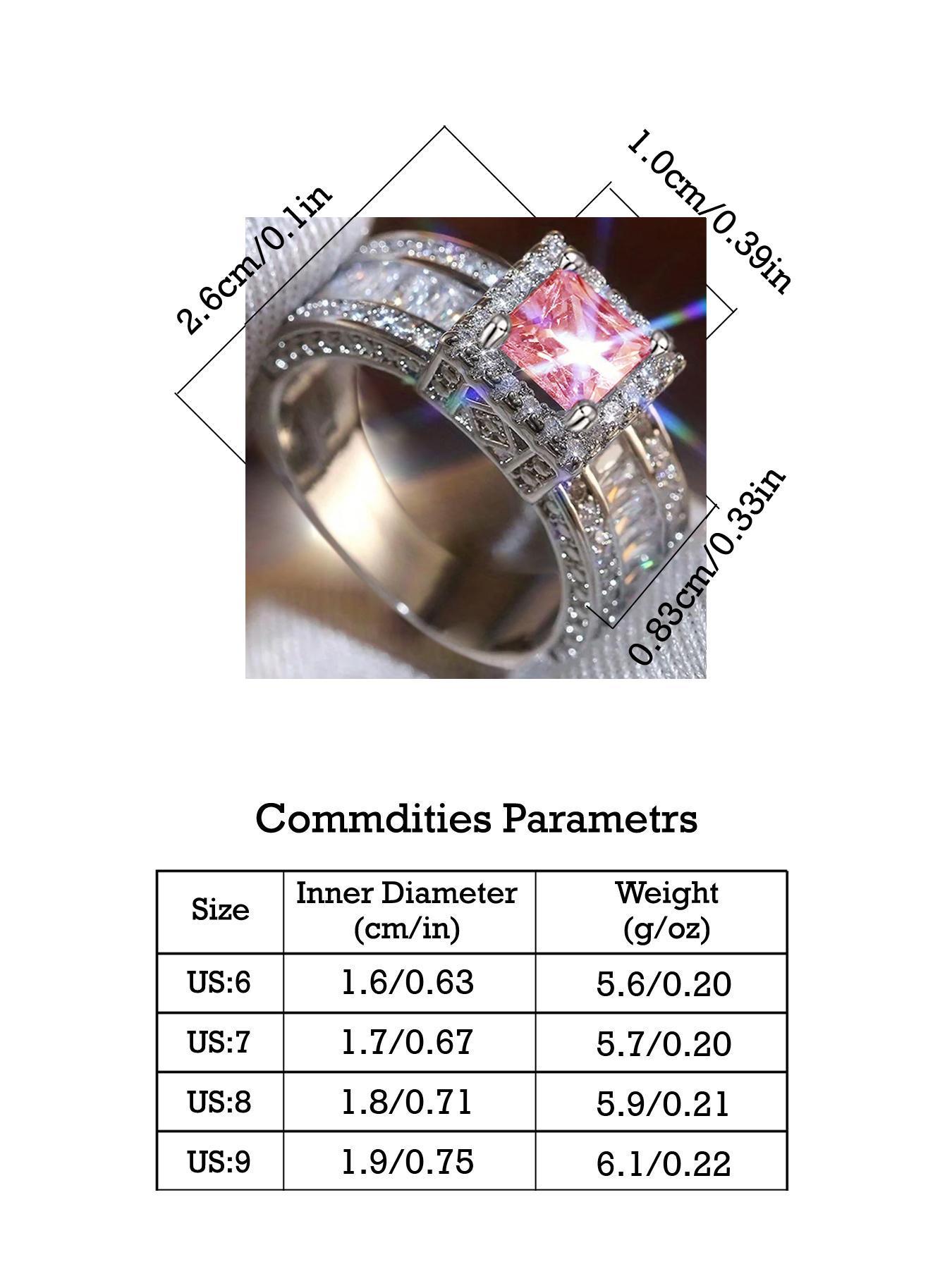 S925 Sterling Silver Fashion Pink artificial Zircon Decorated Emerald Cut Solitaire Ring, Luxury, Fashion Jewelry Accessories for Women, with Box