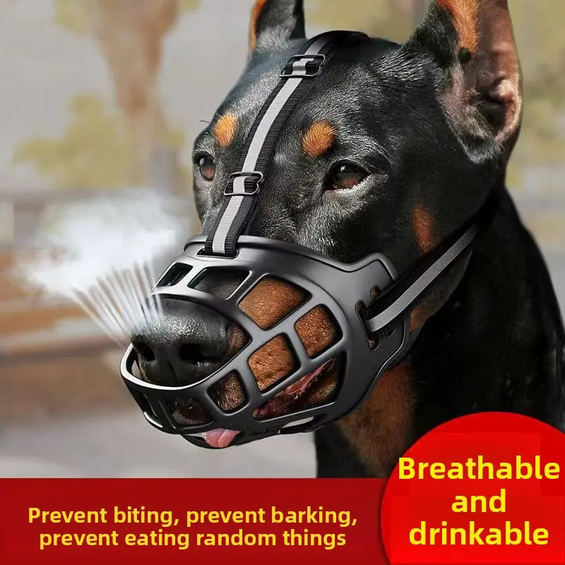 Reflective dog mouth Muzzle upgraded, thickened and soft TPE material, anti-bite, anti-call, anti-take-off dog mouth Muzzles medium large breed