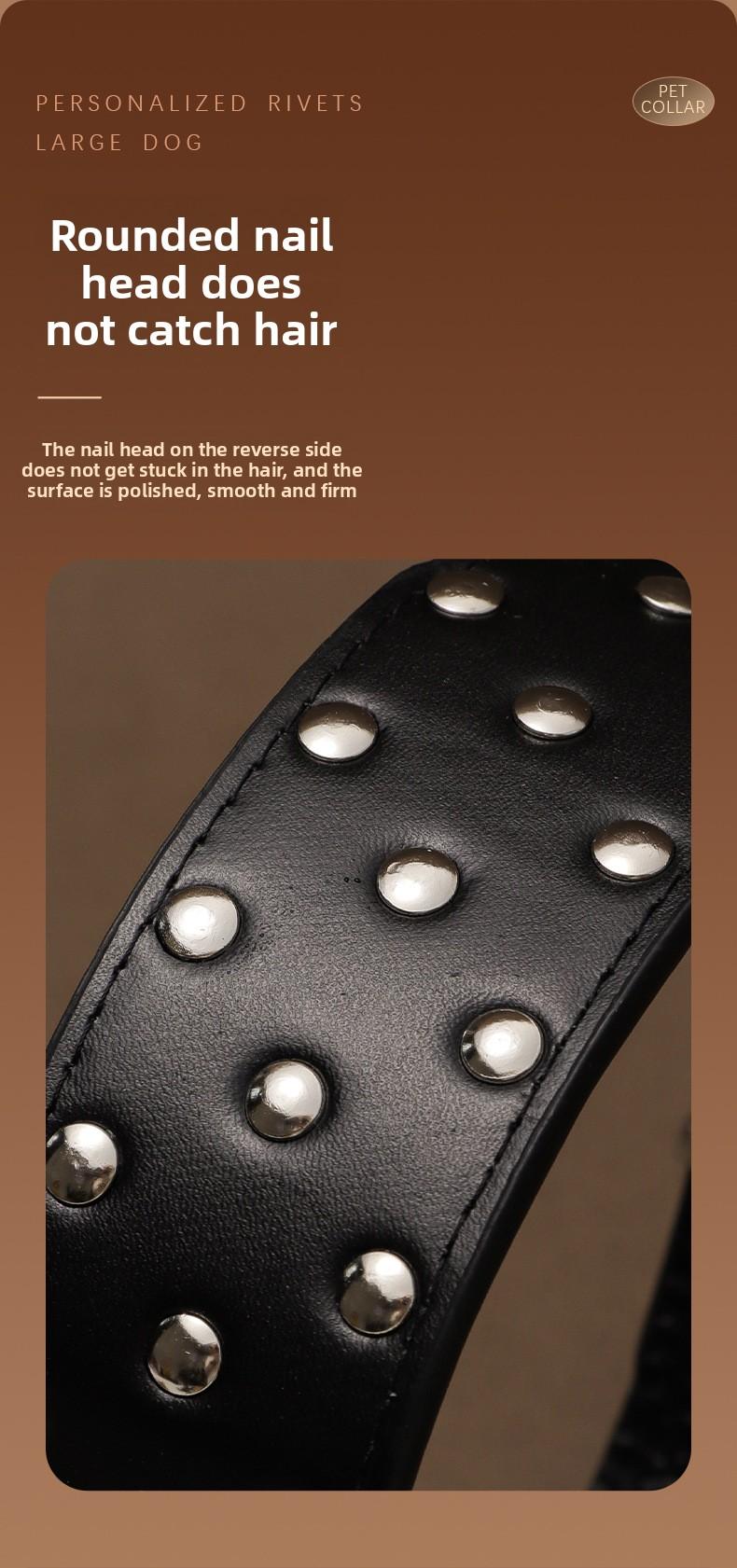 Wide Studded Dog Collar – Anti-Bite, Street Style, Heavy Duty & Tug Resistant