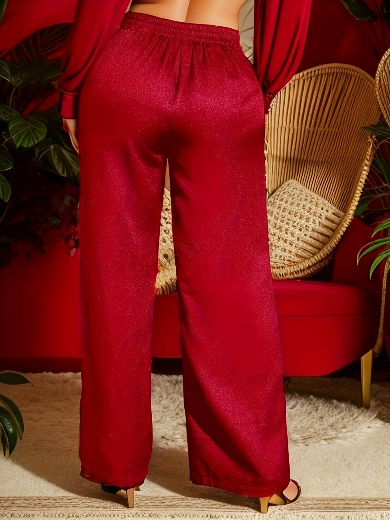 Women's Solid High Waist Belted Wide Leg Pants, Elegant Comfy Trousers for Spring & Fall, Ladies Bottoms for Daily Wear