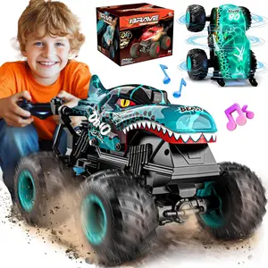 Remote Control Stunt Car, 1 Set 2.4GHz 4WD Drive Car with Light & Music, Cool Styling Off-road Vehicle Toy for Kids