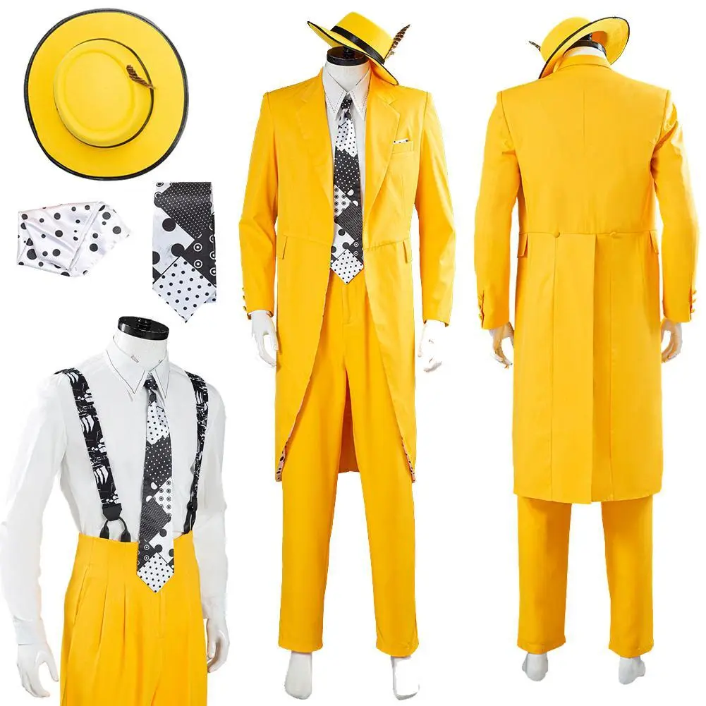 Jim Cosplay Carrey Fantasy Suit 1994 Movie The Mask Costume Disguise Adult Men Cosplay Roleplay Fantasia Outfits Male Halloween