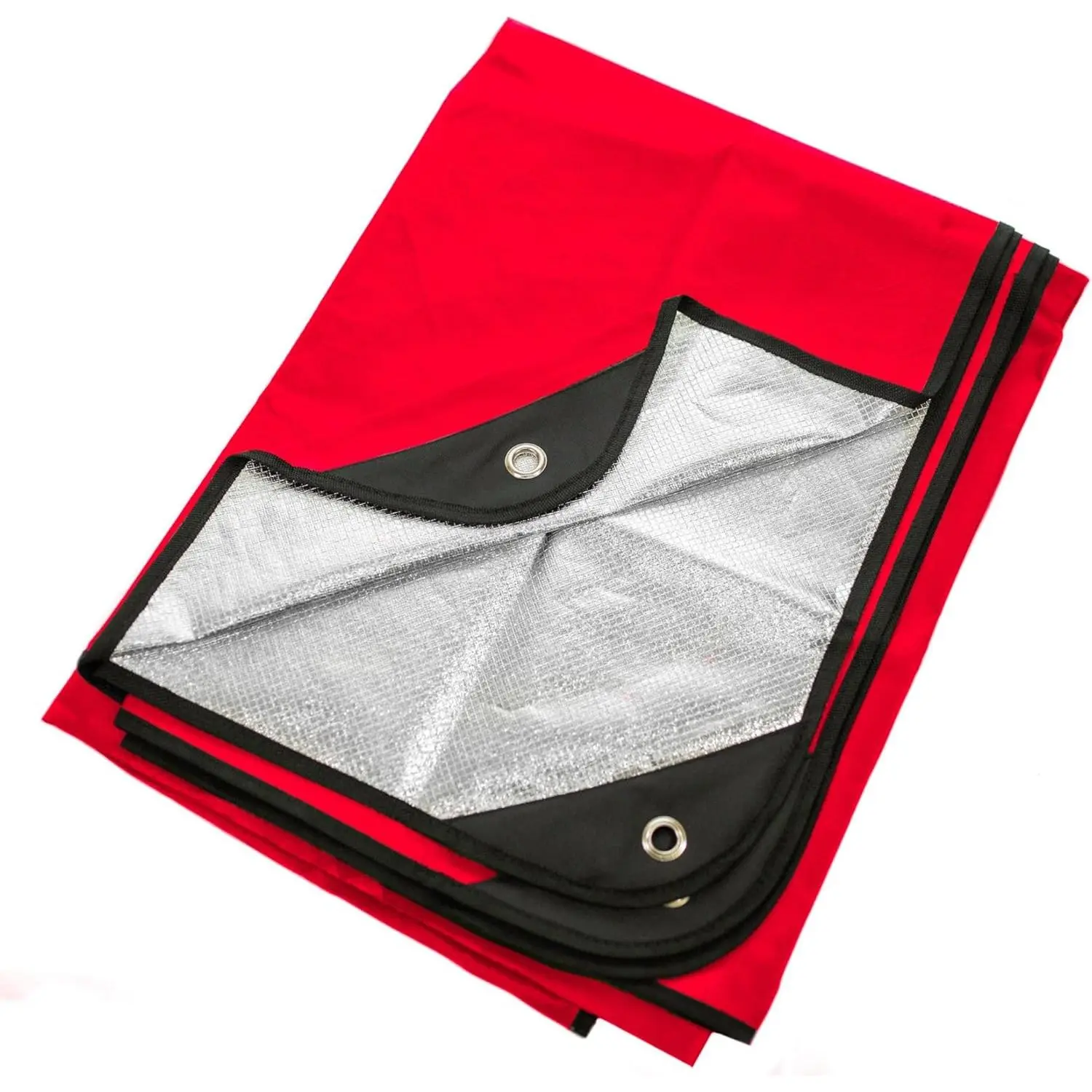 All-Weather Survival Blanket, Portable Mylar & Polypropylene Thermal Tarp with Grommets, Heat Insulating & Moisture Resistant for Camping & Emergency Preparedness, Reflective, Outdoor Survival, Waterproof