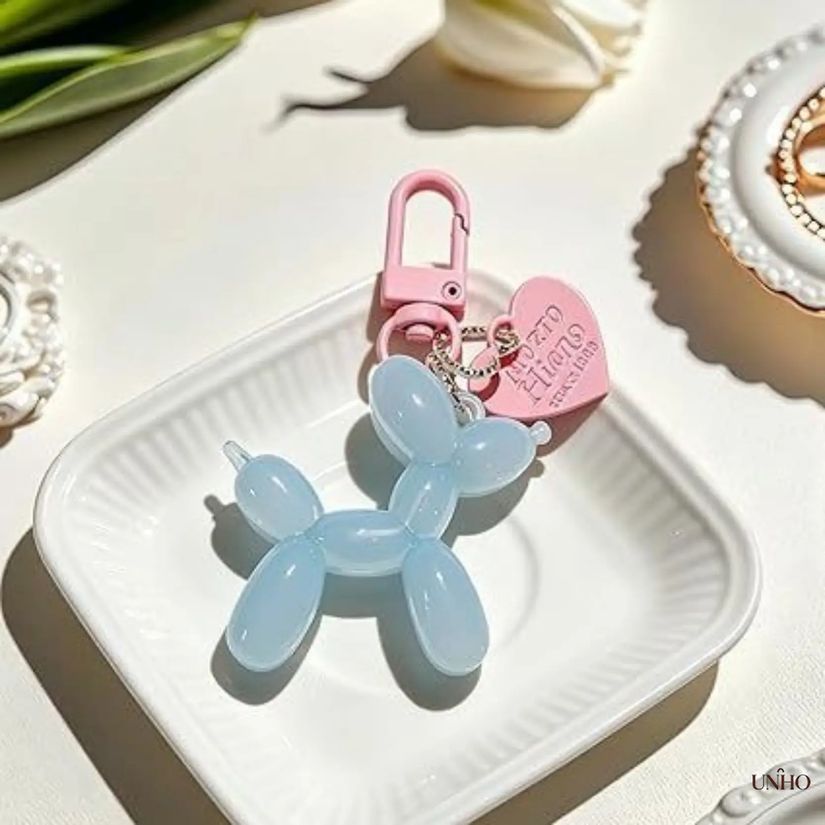 Unisex Heart-Shaped Laser Balloon Dog Keychain Cute Charm, Casual Wear Multi-Use Hook Bag Accessory, Packaged DIY Luggage & Handbag Mobile Phone Styling Accessory, Puppy Shape