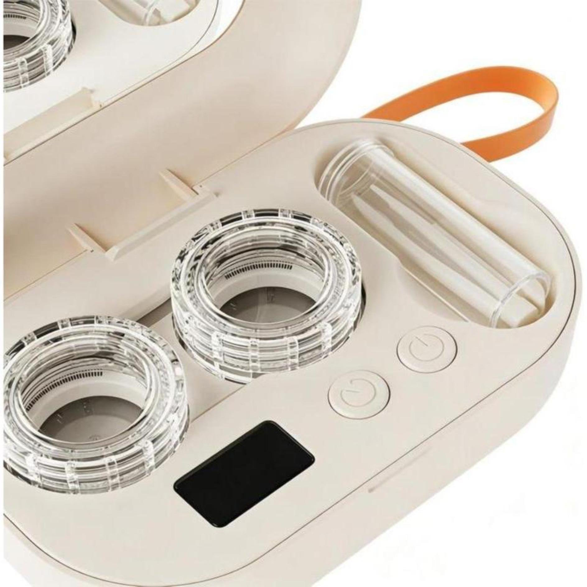 2026 NEW Ultrasonic Rechargeable Contact Lens Cleaner with Vanity Mirror - Portable Case for Hard & Soft Lenses, 2 Cleaning Modes, Daily Deep Cleaning for Travel, Sports, Office, and Home Use